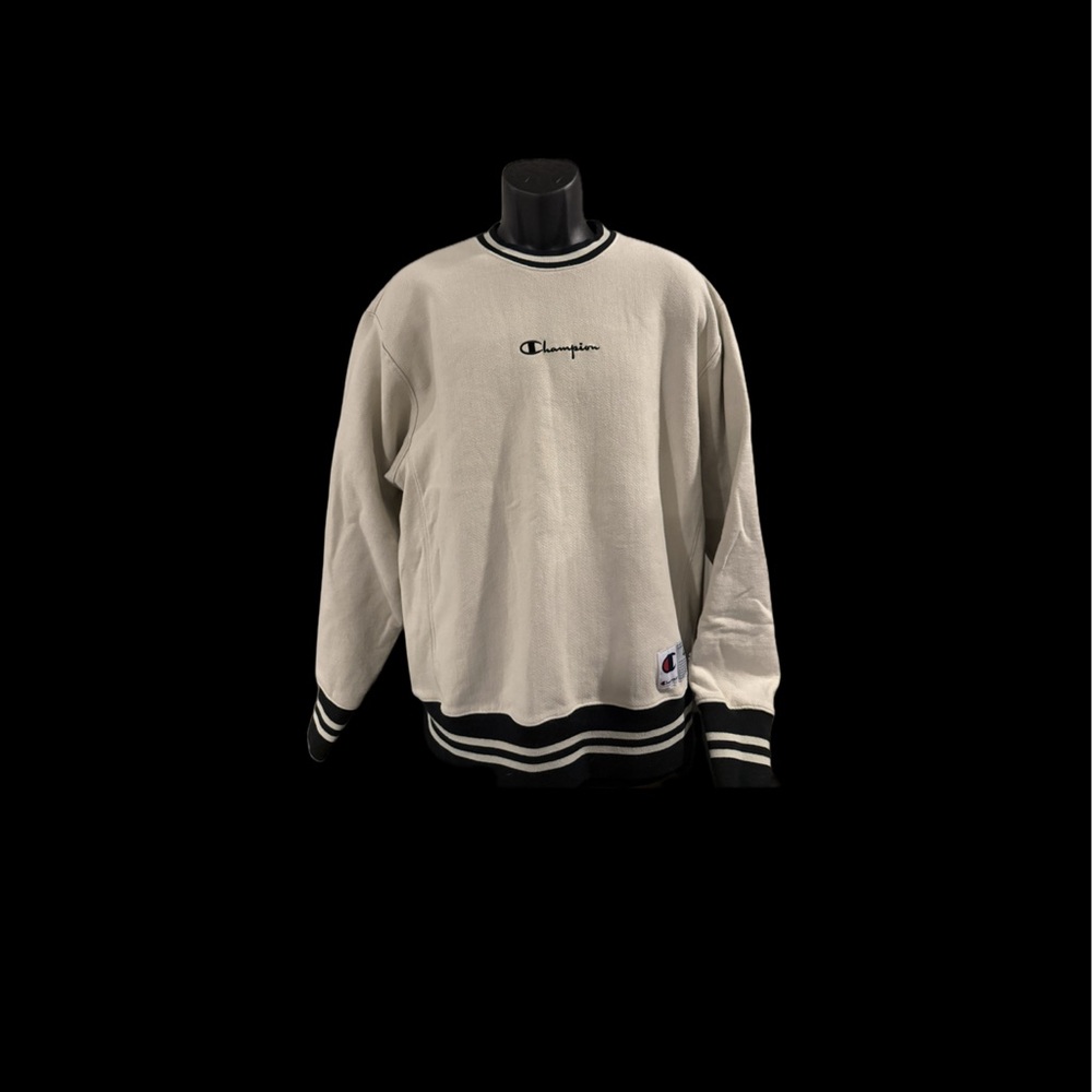 Champion Reverse Weave Sweatshirt Embroidered Logo Vintage Oatmeal Mens Size L